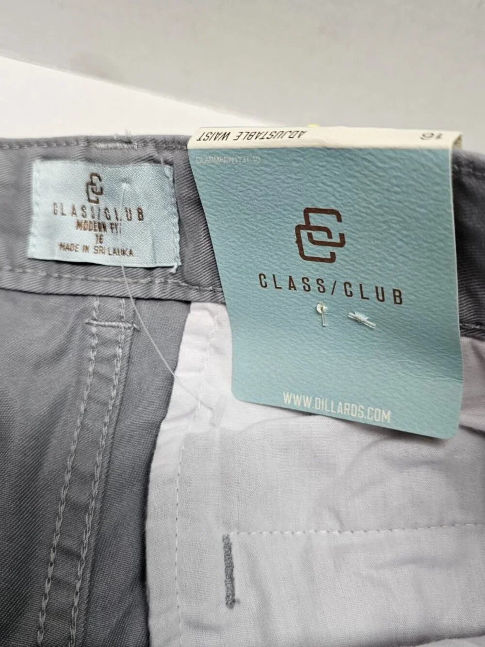 New Class Club Boys Teen Gray Grey Classic Modern Fit Adjustable Waist Shorts 16